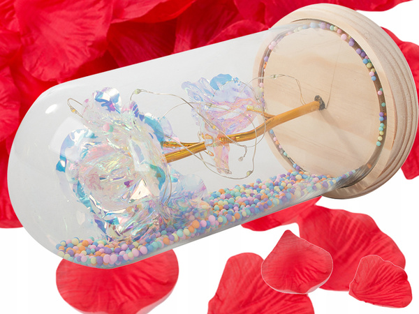 Everlasting rose in glass led luminous glass box women's day gift