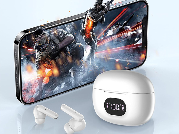 Brezžične slušalke bluetooth v ušesih s polnilnim ohišjem in mikrofonom