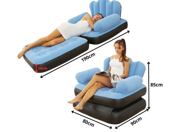 2en1 sofá inflable sillón cama reclinable con respaldo reposabrazos daybed