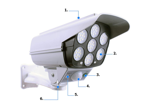 Cámara simulada sensor de movimiento solar crepúsculo led
