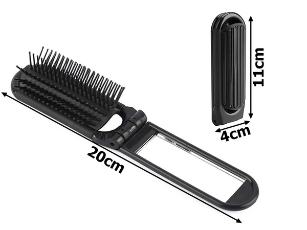 Hair brush folding mirror travel handy with mirror