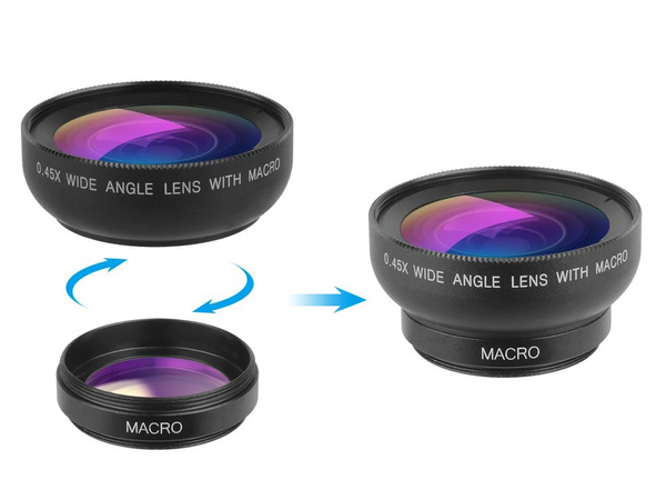 Okostelefon objektív 2in1 0.45x 12.5x makró felcsatolható kamera