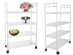 Koupelnová polička kuchyňská skříňka pojízdná regálová jednotka na kolečkách 4 úrovně háčky