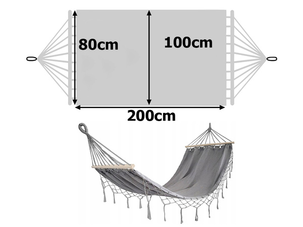 Garten hängematte tourist grau quaste schaukel boho tasche 200 x 100cm