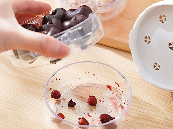 Cherry, sweet cherry and olive pitter with container, manual seed extractor