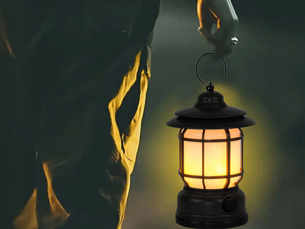 Lampe de camping rechargeable led usb torche touristique à crochet