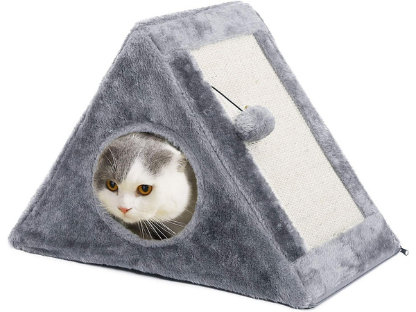 Poste rascador triángulo caseta para gatos cama para gatos juguete pelota