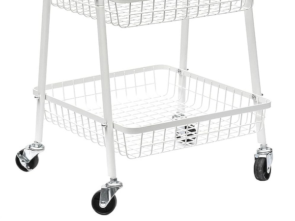 Shelf kitchen bathroom cabinet on wheels metal rack three levels 3