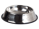Metal bowl for dog cat silver on rubber 1.3l