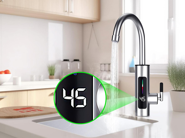 Kviečių elektrinis vandens šildytuvas kran kuchen battery lcd 3kw