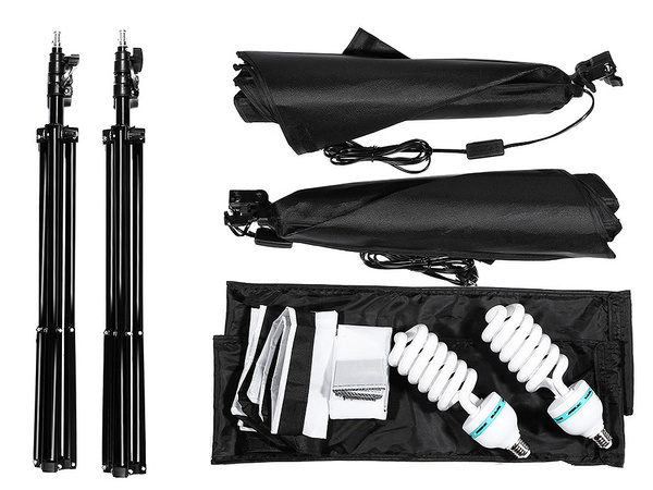 2x 135w luz suave caja de luz kit trípode casa estudio fotográfico bombilla