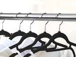 Velour clothes hangers black anti-slip set of 20 pieces