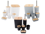 Set de baño cepillo de baño wc dispensador papelera de bambú 6 elementos