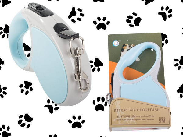 Automatické vodítko 5 m silné pro psa do 15 kg se zámkem silné dlouhé