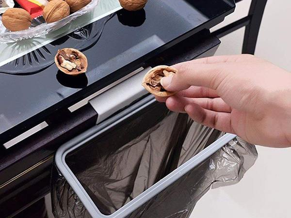 Zsák tartó hulladékkosár akasztó bilincs