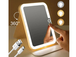 Led illuminated make-up mirror lockable hand mirror in case