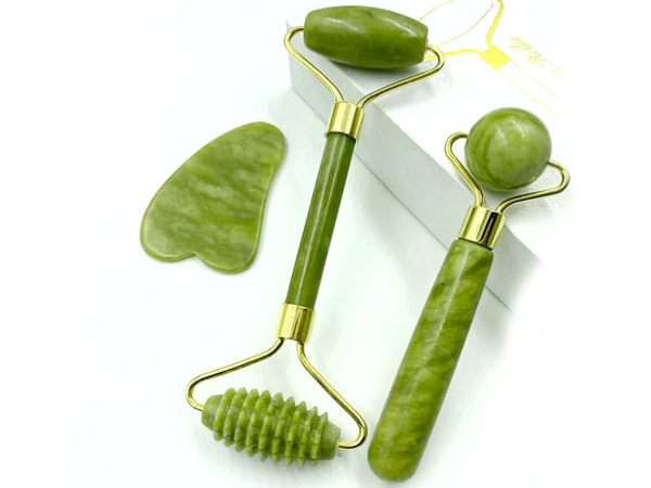 Jade facial massager roller set