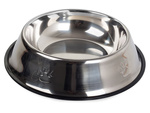 Metal bowl for dog cat silver on rubber 1.3l