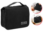 Travel cosmetics bag, hanging organiser for the bathroom, with zip, hook and handle