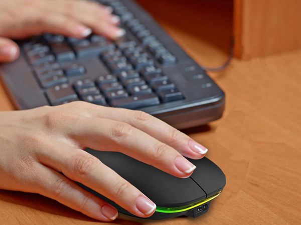 Slim 2.4 ghz bluetooth control optical mouse pentru pc laptops