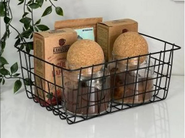 Loft metal metal wire organiser basket for kitchen fruit basket black large