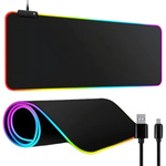 Žaidimų kilimėlis su apšvietimu rgb xxl 90x40 po pelės klaviatūra usb