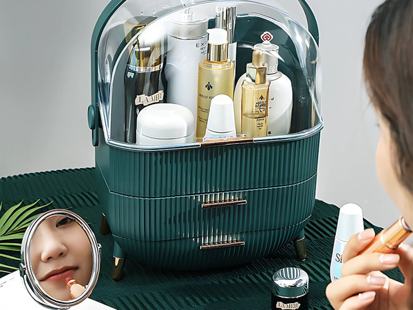 Organisateur de cosmétiques avec tiroirs spacieux grande poignée élégant