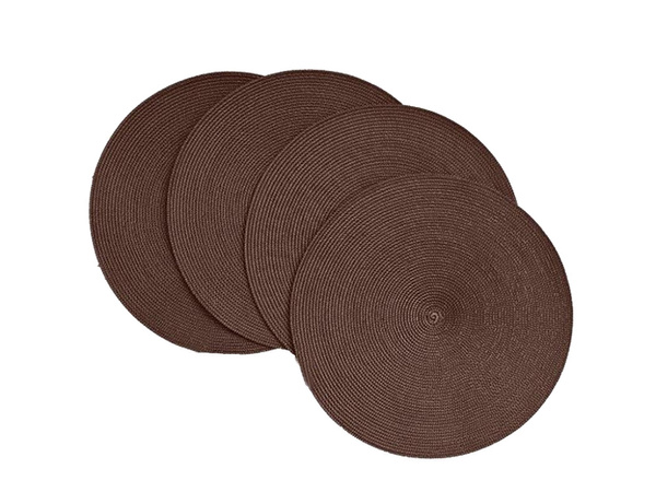 Round placemat for kitchen table plaited table mat brown