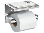 PORTE-PAPIER HYGIÉNIQUE AVEC TABLETTE TÉLÉPHONE POUR SALLE DE BAIN WC ACIER