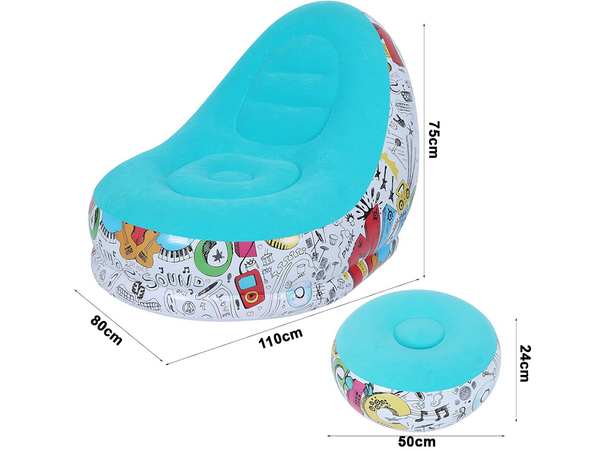 Vrtni fotelj lounger napihljiv plaža pouf podnožje udobno