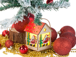 Hölzerne hängende weihnachtsbaumlaterne beleuchtung weihnachtsdekoration mickey