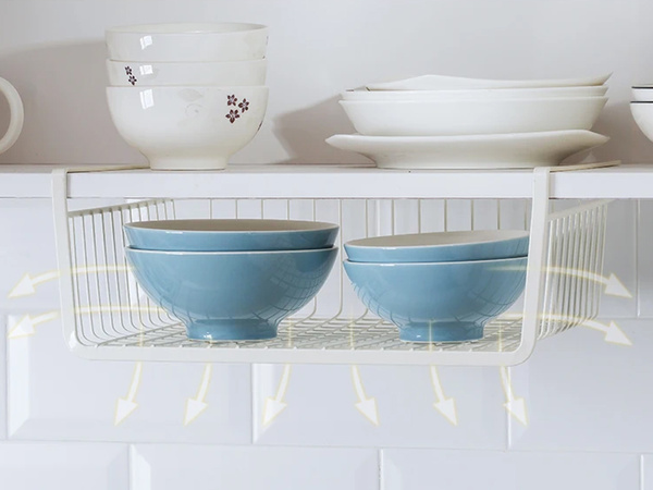 Cesta colgante bajo estante cesta metálica organizador cesta cocina blanco