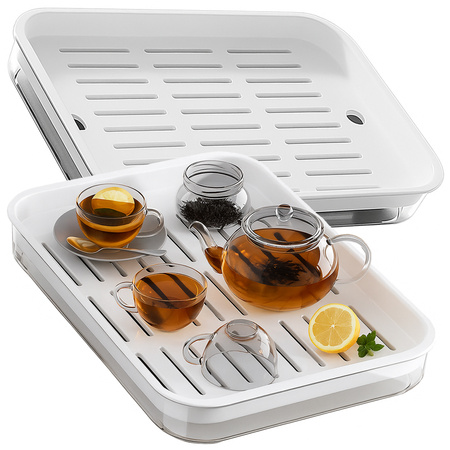 Bandeja de cocina de dos capas escurridor para platos verduras frutas plástico