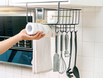 Metal basket under cabinet top 5 hooks paper holder