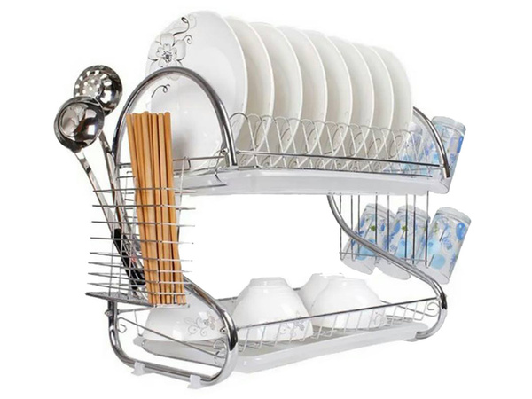 Double-decker stand-up dishwasher drainer