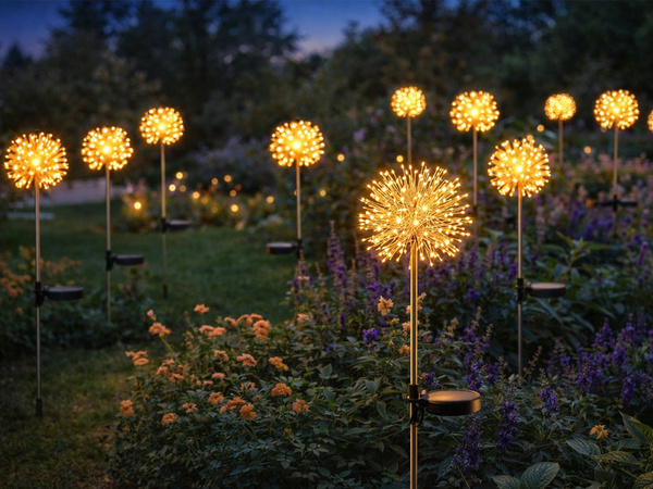 LAMPA SOLARNA OGRODOWA LED DMUCHAWIEC FAJERWERK NA SZPIKULCU DO OGRODU 2szt