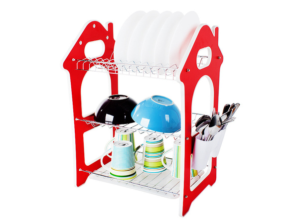 Three-storey dish drying rack drainer