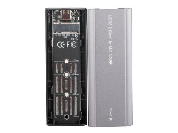 Hdd adaptér box m.2 sata ngff usb 3.1 usb typ-c 2230-2280mm