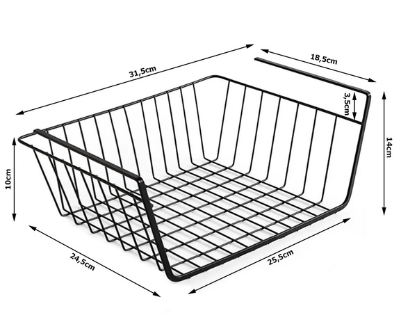 Závesný kôš pod policou kovový košík organizér kuchynský kôš biely