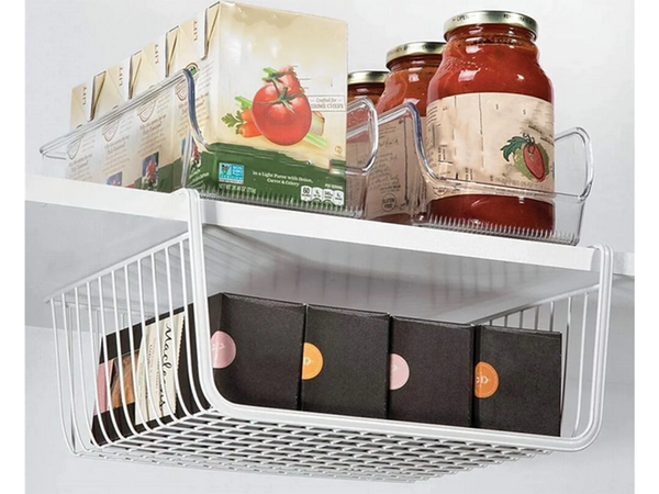 Fém kosár felfüggesztett konyhai polc akasztós polc szervező