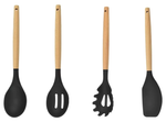 Ensemble d'ustensiles de cuisine en silicone et bois accessoires cuillères 12 pièces