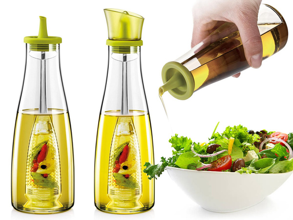 Öl- und essigflasche glasspender mit kräuterspender 0,5l