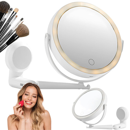 Miroir de maquillage led miroir grossissant rotatif avec support mural 360
