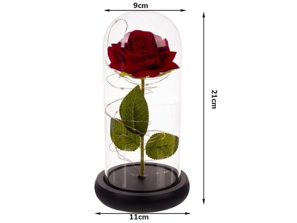Rose éternelle en verre rouge cadeau lumineux pour une occasion pour femmes