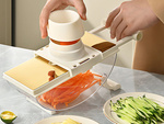 Hand-operated vegetable grater, multifunctional slicer with 6 blades