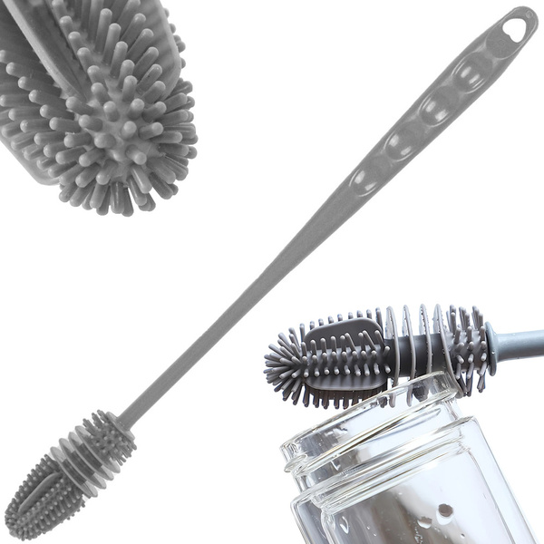 Brush for washing bottles glasses silicone washer long fine