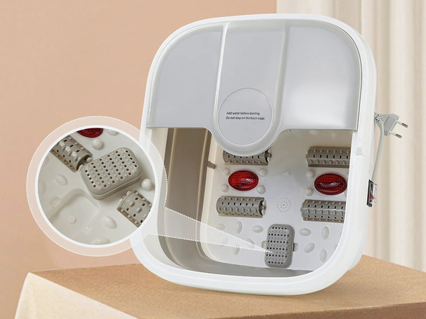 Seau chauffant pour les pieds avec rouleaux de massage à bulles pliable