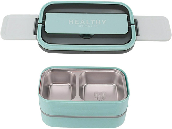 Snack box s compartments two-tier container xxl cutlery lunchbox 1400ml