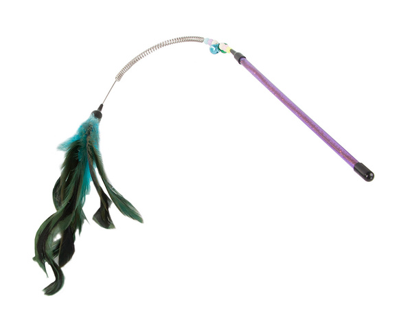 Jucărie pentru pisici undiță de pescuit pană zornăitor jucărie