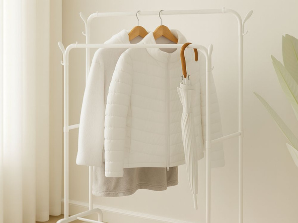 Perchero de pie para ropa con estantes para zapatos y chaquetas armario metálico